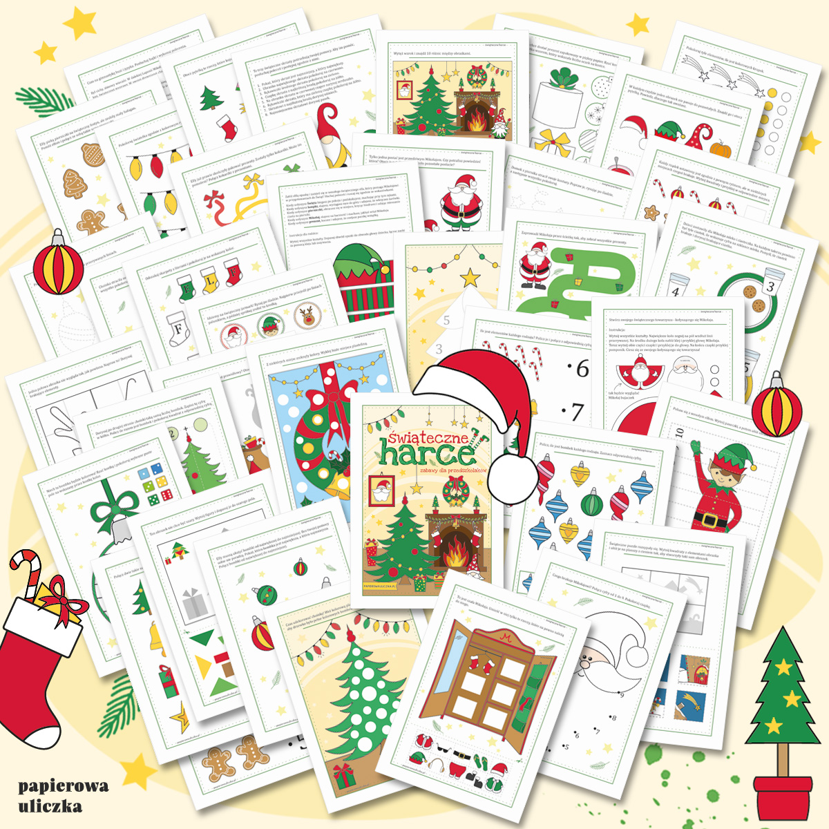Papierowa_Uliczka_Swiateczne_Harce_wszystkie_karty świąteczne karty pracy dla przedszkolaków